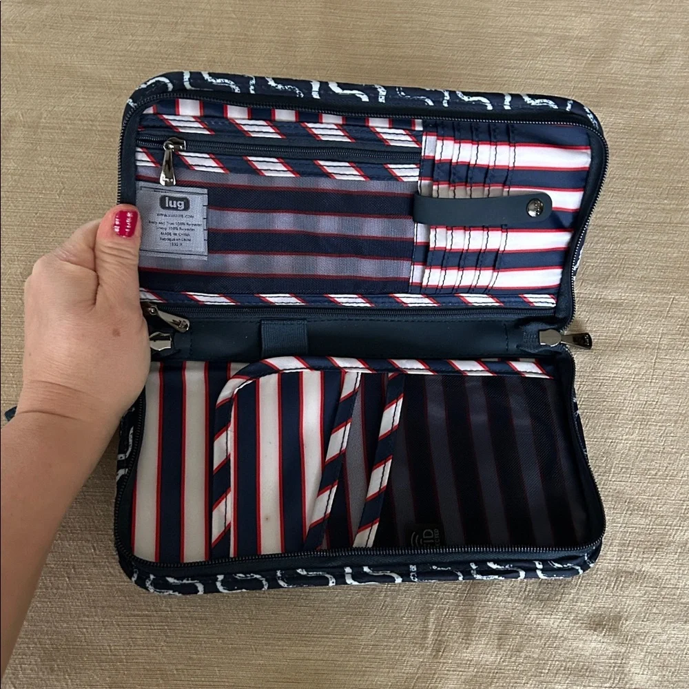 LUG Tango Travel Wallet Navy Blue‎ White Waves Nautical